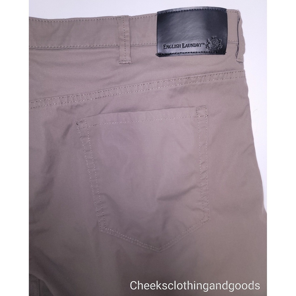 English Laundry Mens 5-Pocket Tech Pants Taupe Brown 42x32 Straight Leg Stretch - Picture 7 of 11